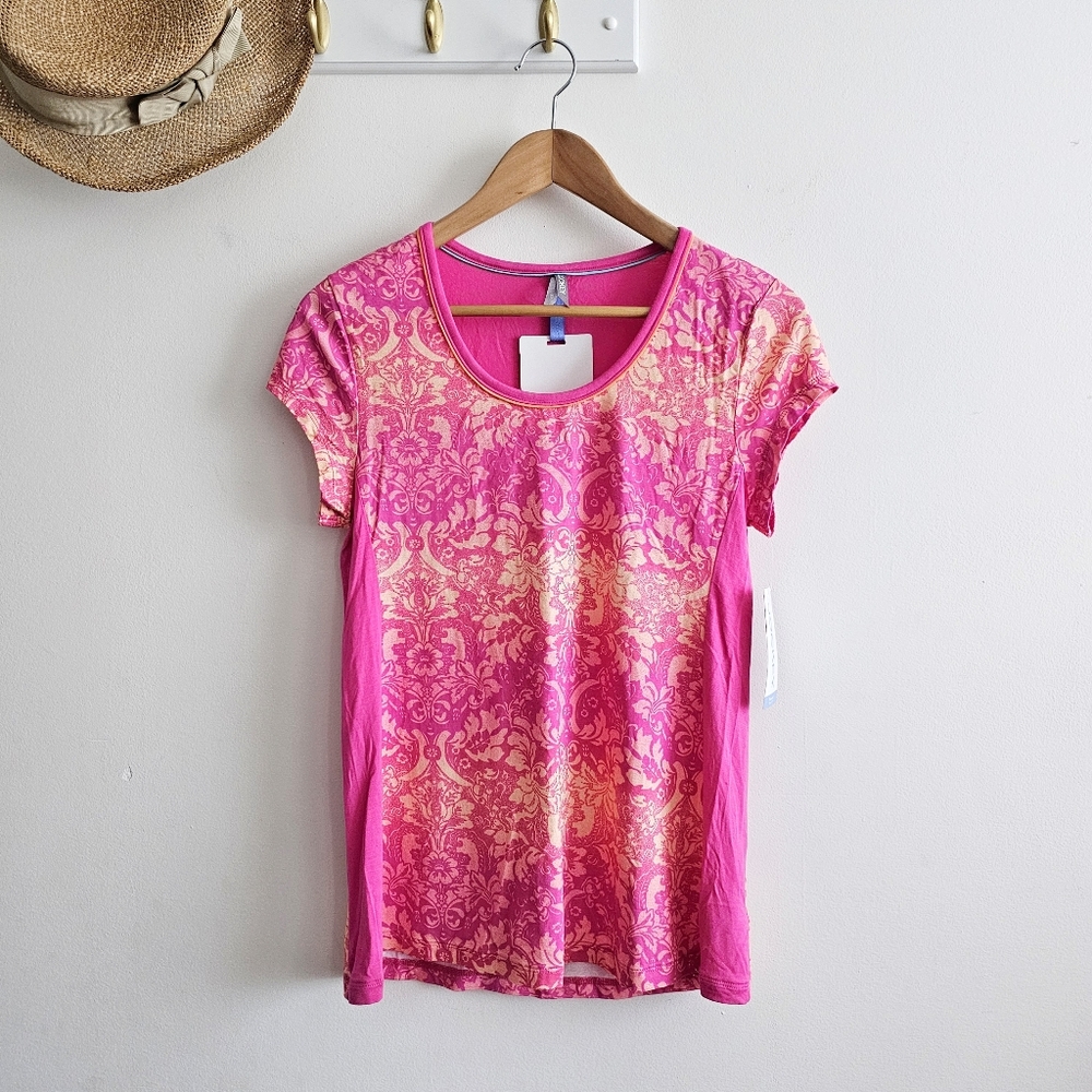 Jockey Sleepwear Modern Fit Pink Gold Damask Top NWT Size Small